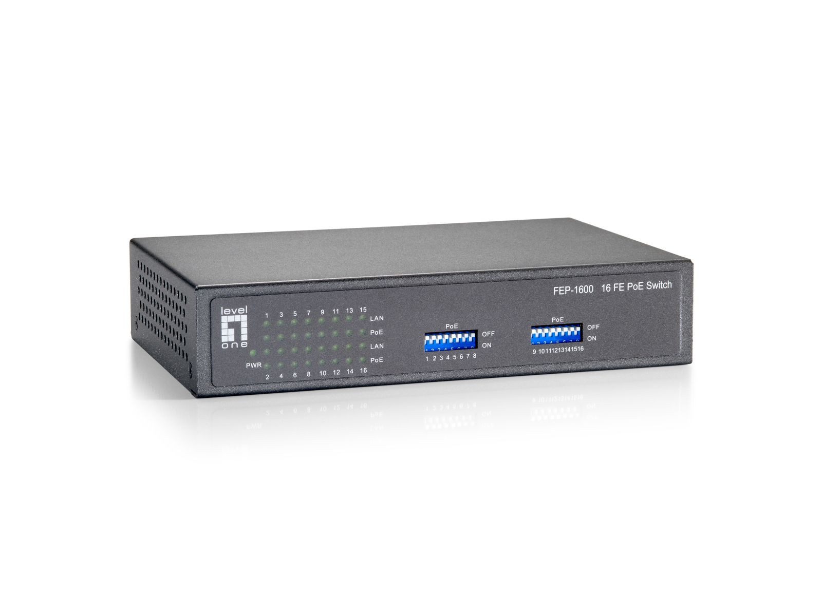 Levelone FEP-1600W90 - Switch - 16 x 10/100 (PoE) Netzwerk-Switch
