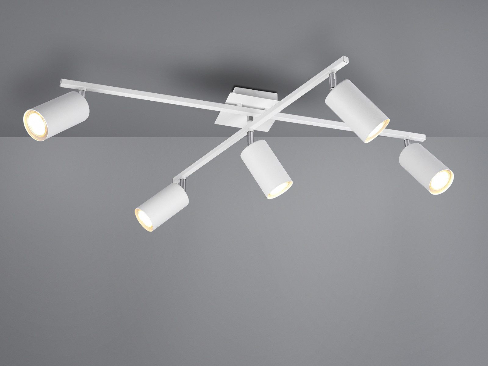 TRIO Leuchten LED Deckenstrahler, Dimmfunktion, LED wechselbar, Warmweiß, groß-e Deckenleuchte innen, Lichtspots schwenkbar Weiß, Breite 77,5cm