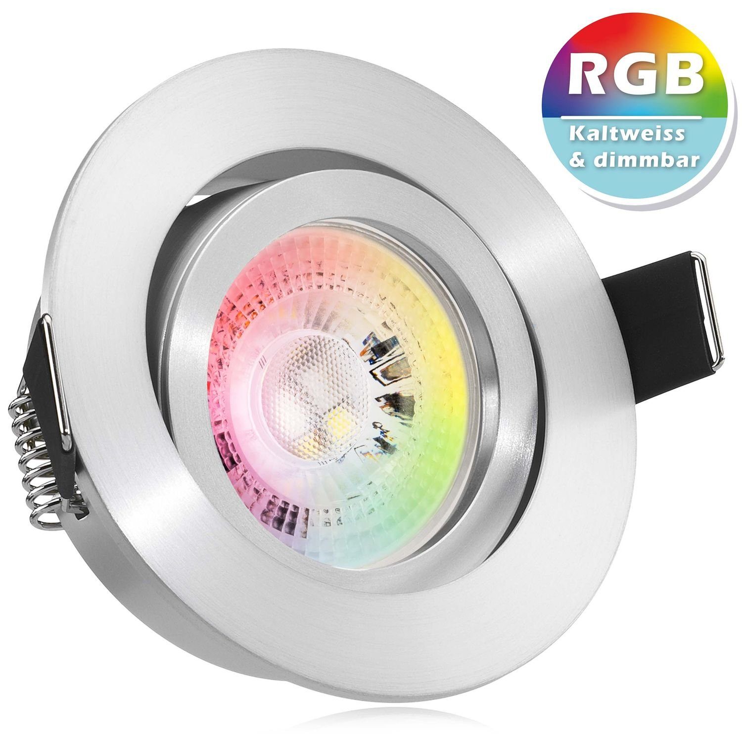 LEDANDO LED Einbaustrahler RGB LED in GU10 3W LED Set von mit LEDAN matt Einbaustrahler aluminium