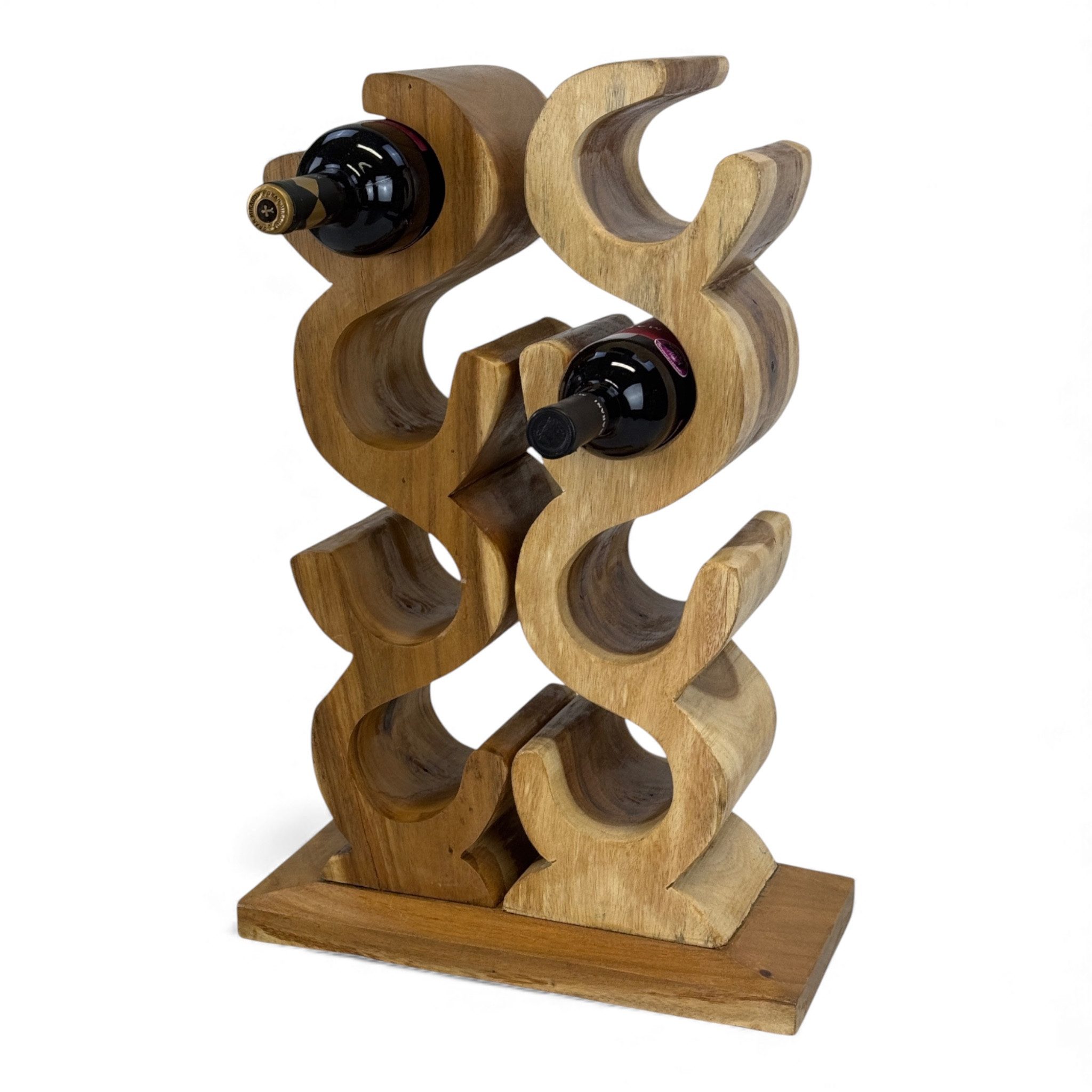 FaHome Weinregal Holz Weinregal – Wohnzimmer Bar - Teakholz für 8 Flaschen – 60x40x20