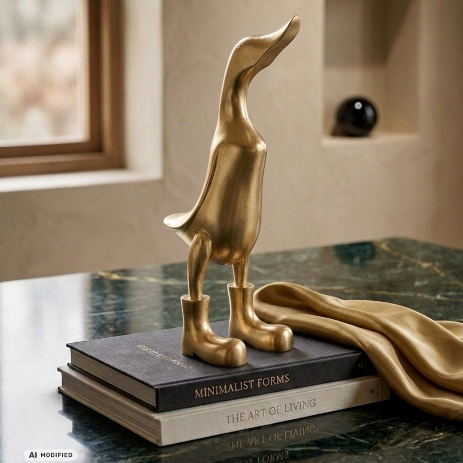 Kinaree Dekofigur Holzente Metallic handgefertigt Indonesien Gold, Silber, Bronze Deko, aus Indonesien, handgefertigt, Metallic-Finish, moderne Dekoration