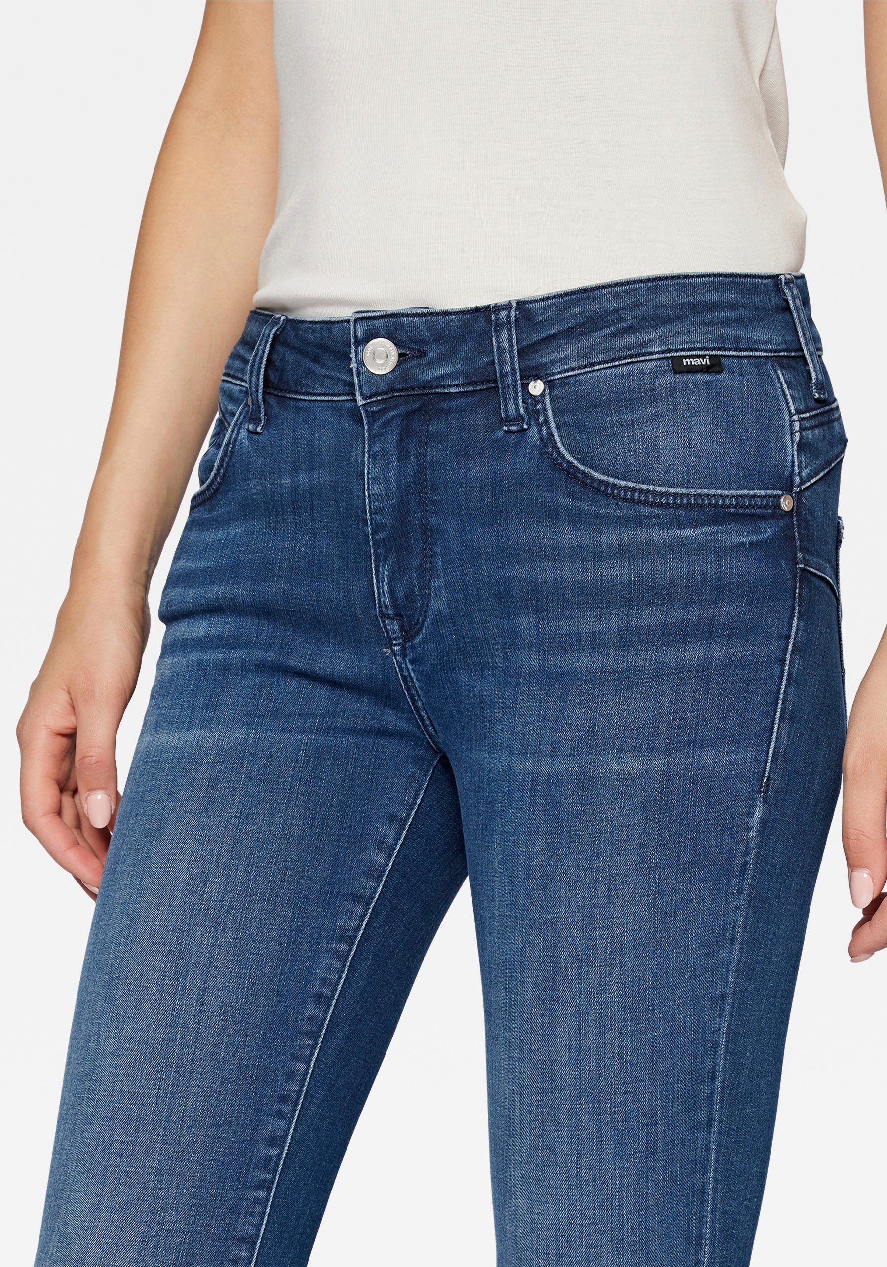Mavi Skinny-fit-Jeans ADRIANA mit Stretch für perfekten dark den brushed Sitz blue