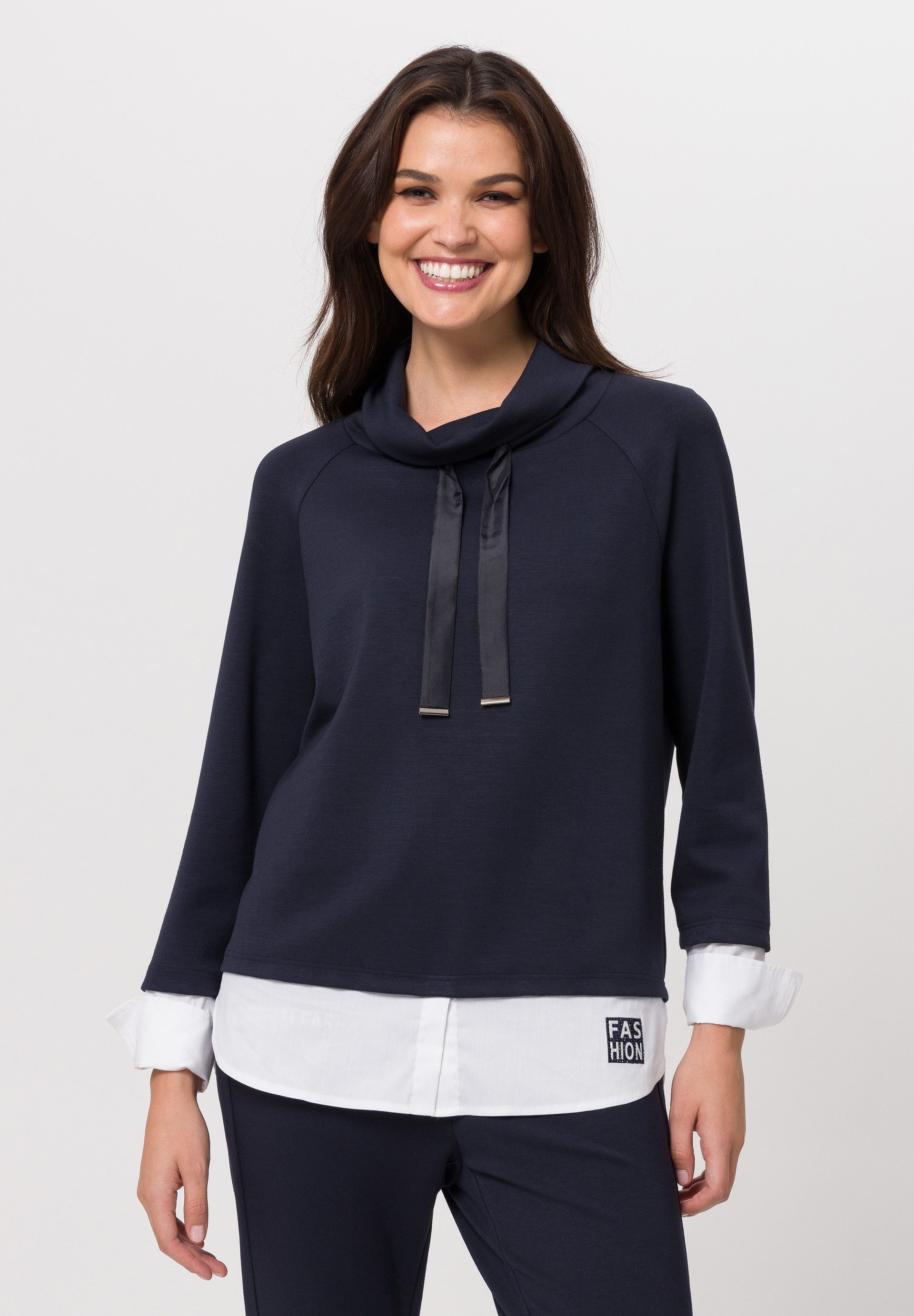Bonprix Bluseneinsatz Schwarz Langärmliger Pullover Mit - Main Image