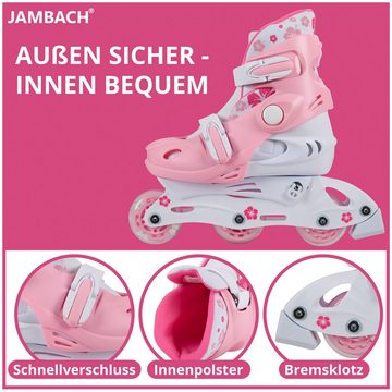 JAMBACH Inlineskates, verstellbare Größe blinkende Rolle Einsteiger Set