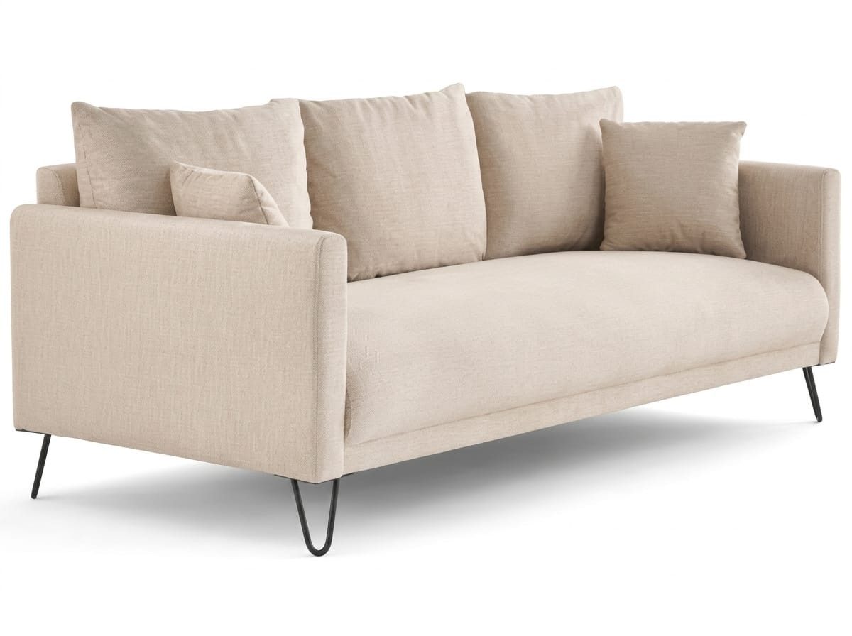 JVmoebel 3-Sitzer Beigefarbenes 3-Sitzer-Sofa aus Stoff für das Wohnzimmer, 1 Teile, Made in Europa