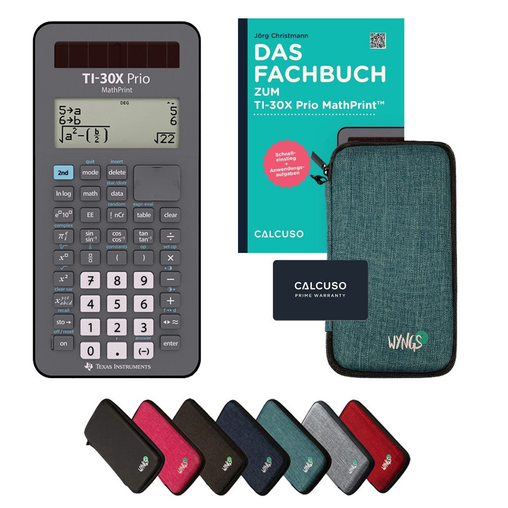 Texas Instruments Taschenrechner TI-30X Prio inkl. Schutztasche Türkis & Fachbuch (80S.,DINA5)