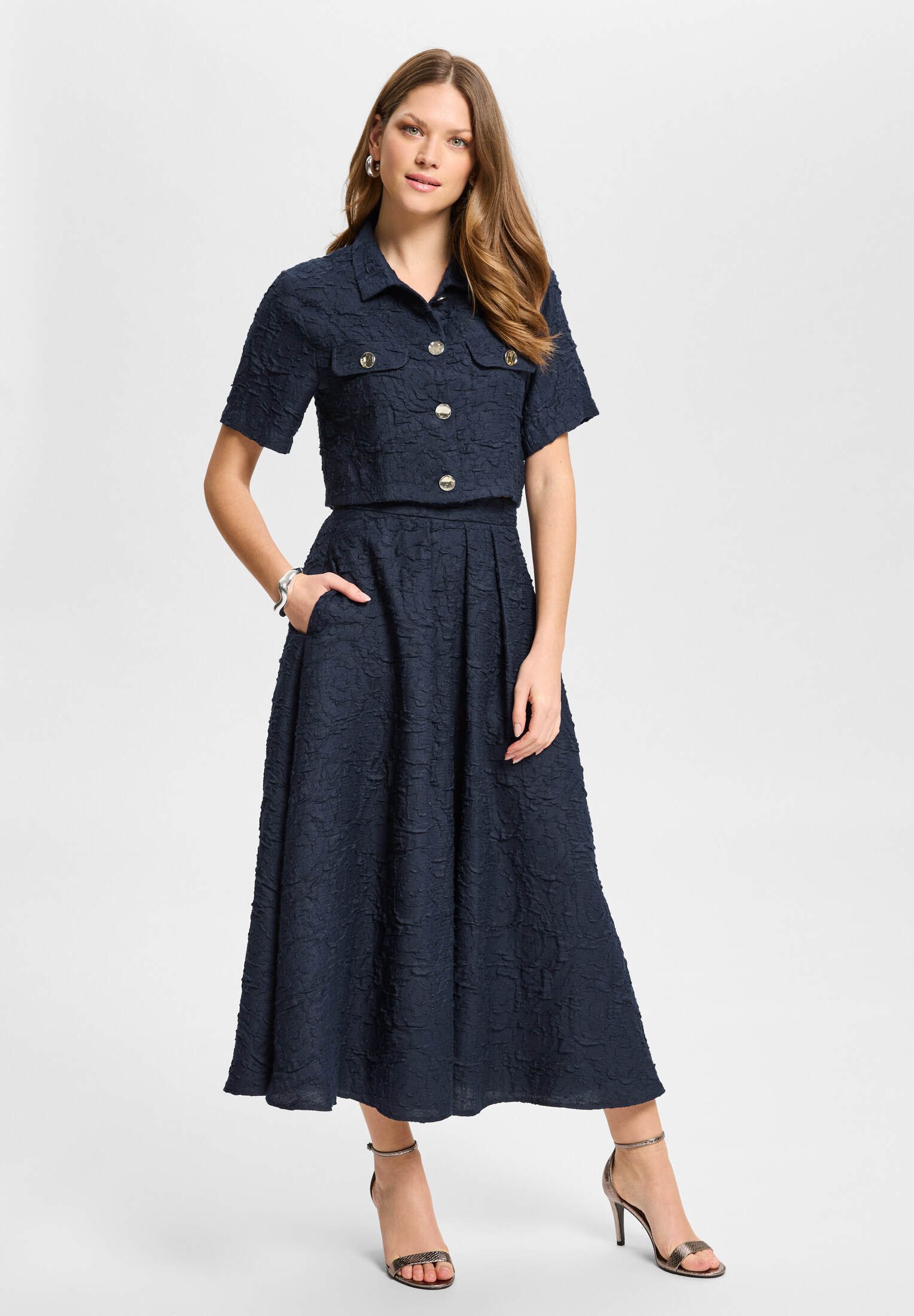 SWING Jackenblazer - Shirt-Jacke aus Strukturstoff Taillierte Passform