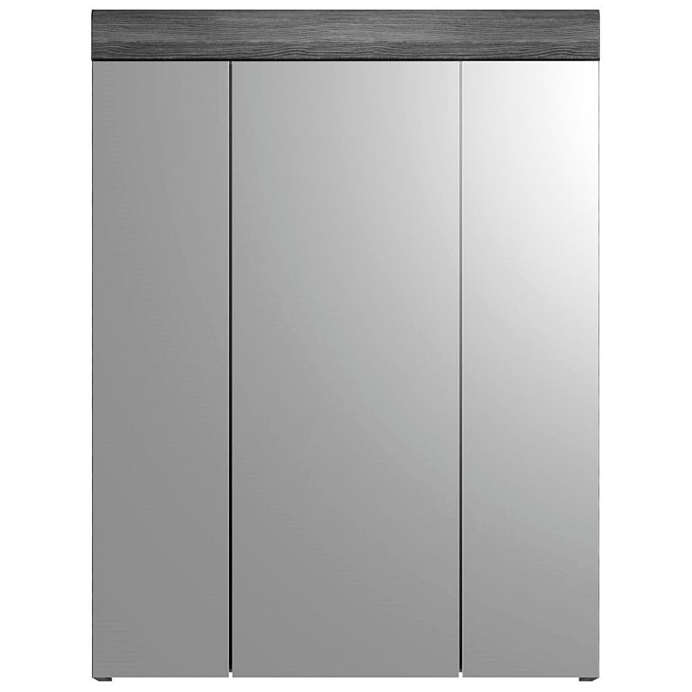 Lomadox Spiegelschrank SIROCO-158 in Rauchsilber mit weiß Hochglanz, 60cm breit