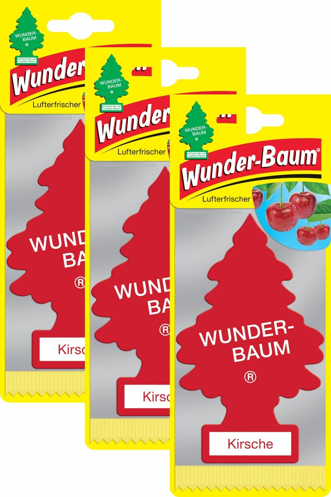 Luftreiniger Kirsche 3er Duftbäumchen Wunderbaum 3 Set Lufterfrischer Cherry