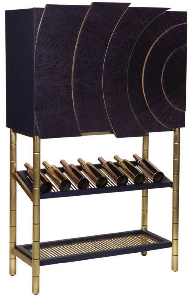 160 cm H. 100 x Möbel - - - mit Casa Weinschrank Casa Hotel Möbel Gold Kollektion Wohnzimmer Möbel - Padrino Padrino / 44 - 2 Luxus Schwarz x Barschrank Bar Türen Luxus Barschrank