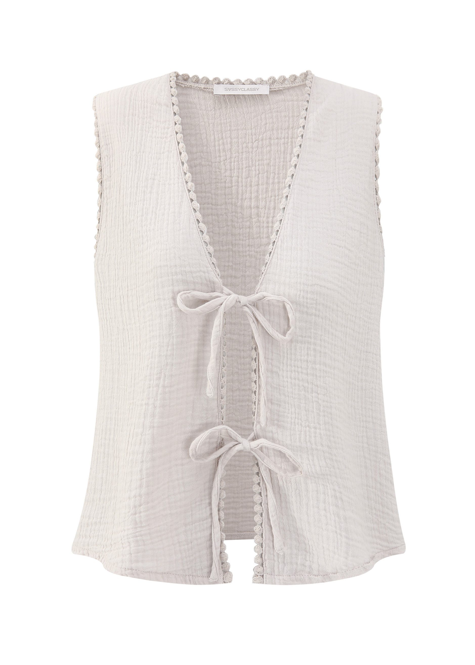 SASSYCLASSY T-Shirt Musselin Top mit Schleifen günstig online kaufen