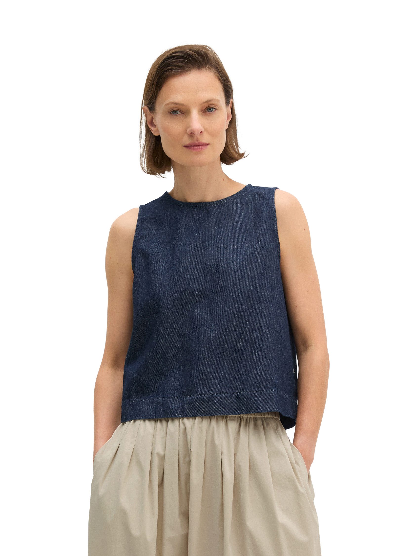 Marc O'Polo Jeansbluse aus Organic-Cotton-Leinen-Mix