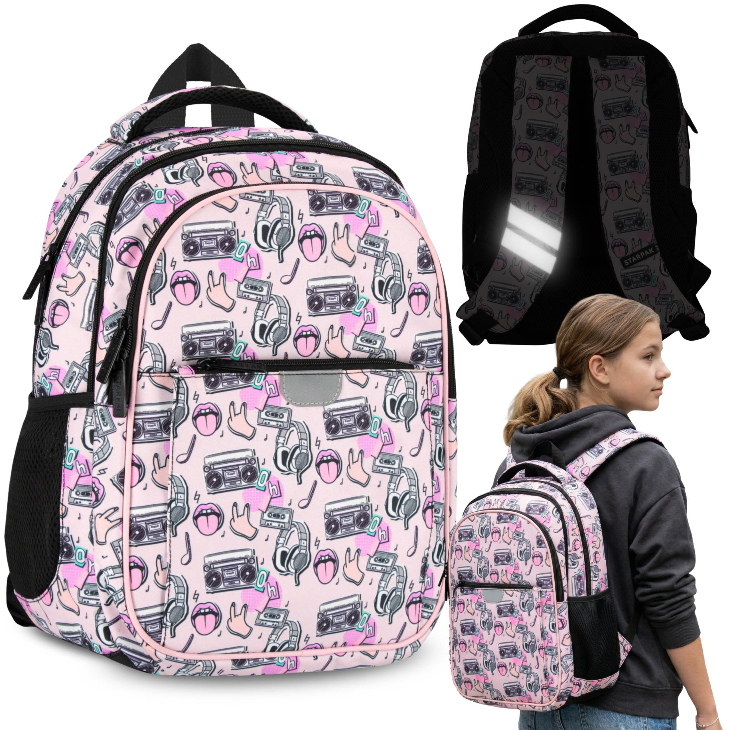 Sarcia.eu Schulrucksack Musik Schulrucksack für Mädchen, Reflektoren, 4 Fächer, 23 L