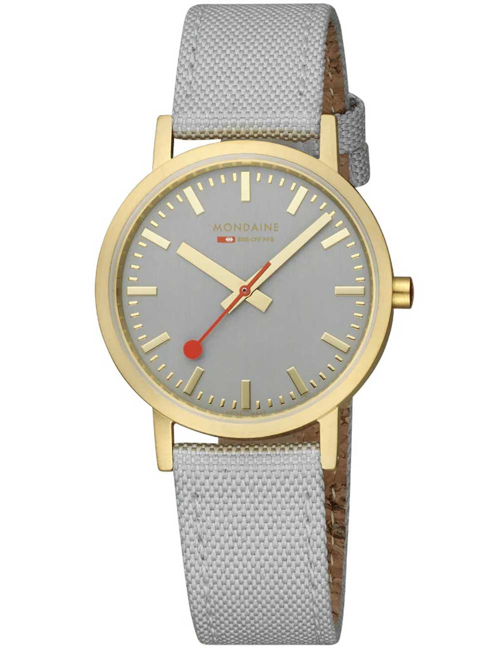 MONDAINE Quarzuhr Mondaine A660.30314.80SBU Damenuhr Classic Grau und Gold 36mm 3ATM Mondaine A660.30314.80SBU Damenuhr Classic Grau und Gold 36mm 3ATM
