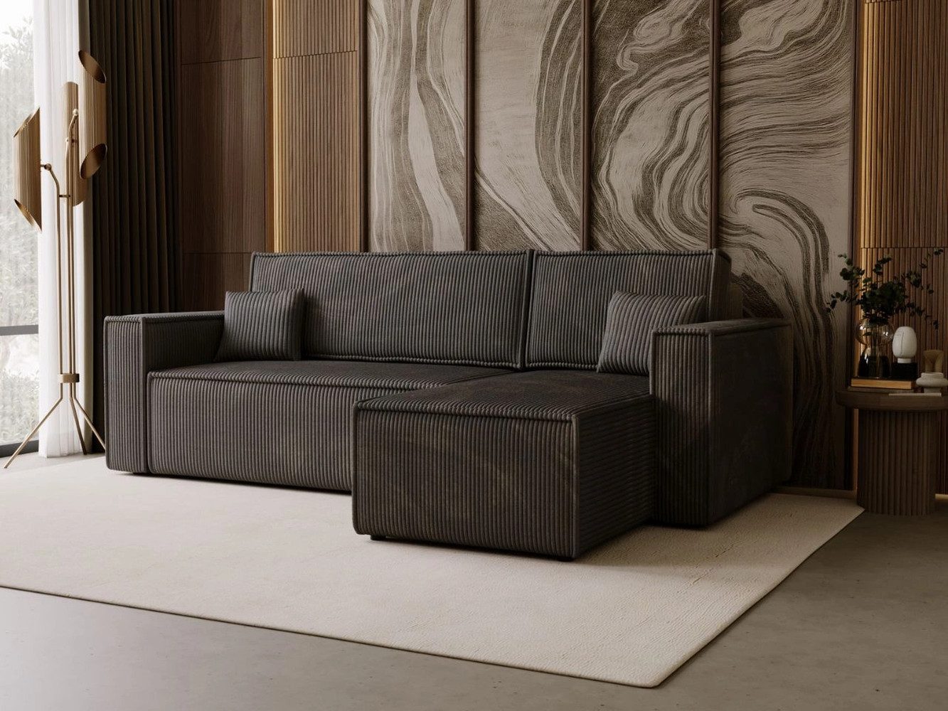 GrainGold Ecksofa mit Schlaffunktion und Bettkasten günstig online kaufen