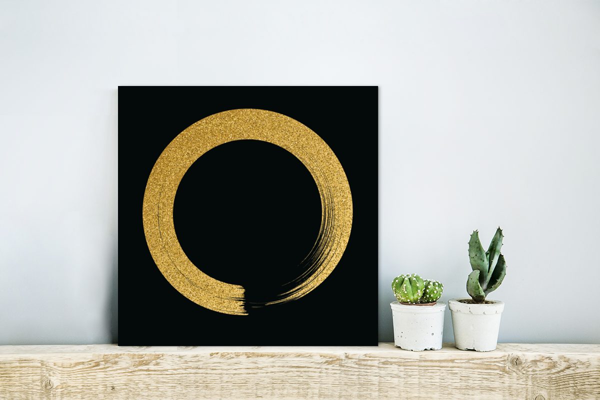 MuchoWow Metallbild Kreis aus goldenem Glitter günstig online kaufen