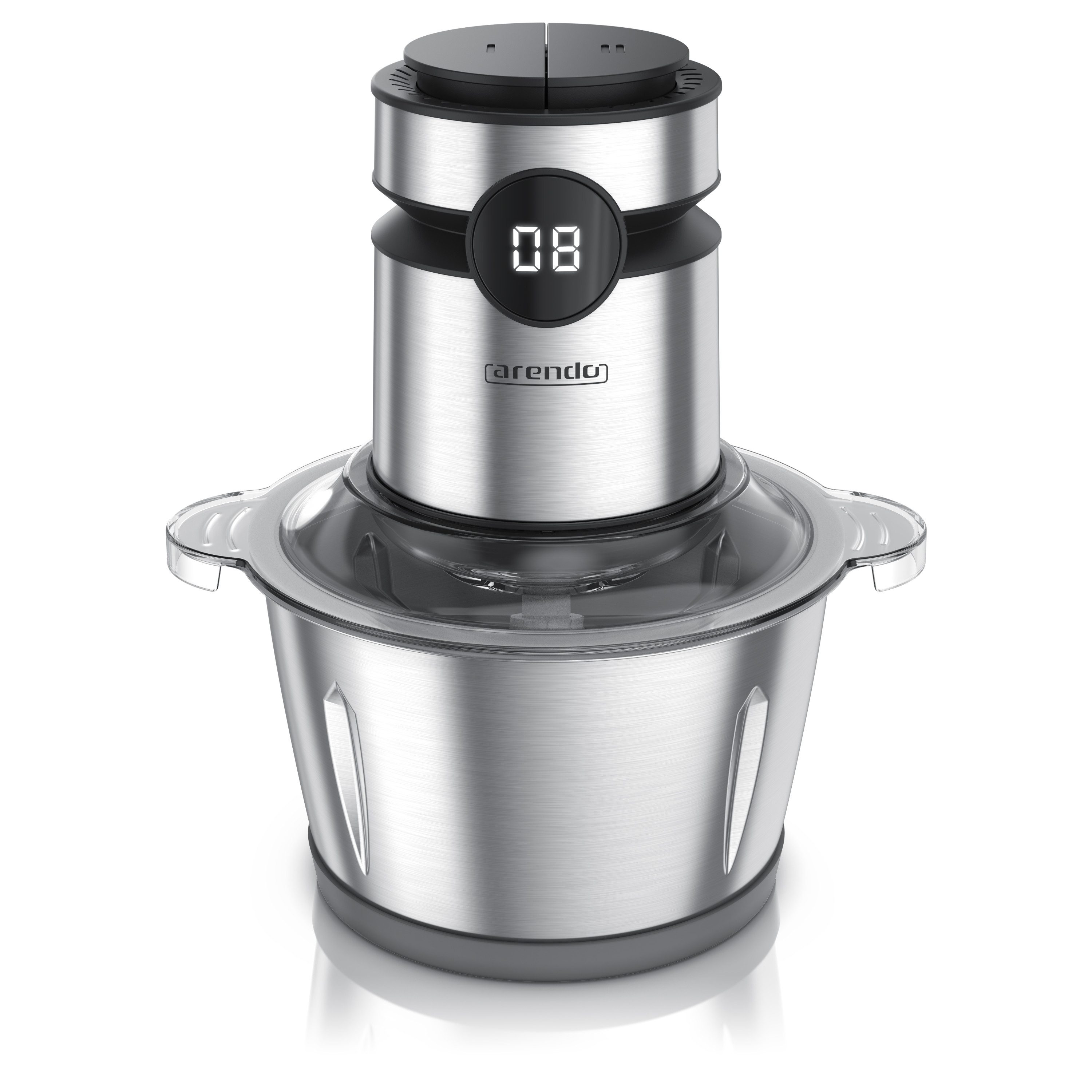 Arendo Zerkleinerer Elektrischer Multizerkleinerer für Fleisch Nüsse Obst Gemüse u.v.m., 500 W, Universalzerkleinerer 2L Edelstahlbehälter, Display, Sicherheitssperre