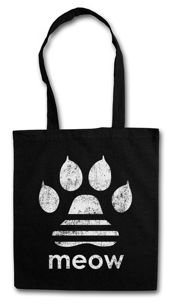 Beuteltasche Meow Stofftasche Miau Katze Katzen Liebhaber Liebe Pfote Cat Cats