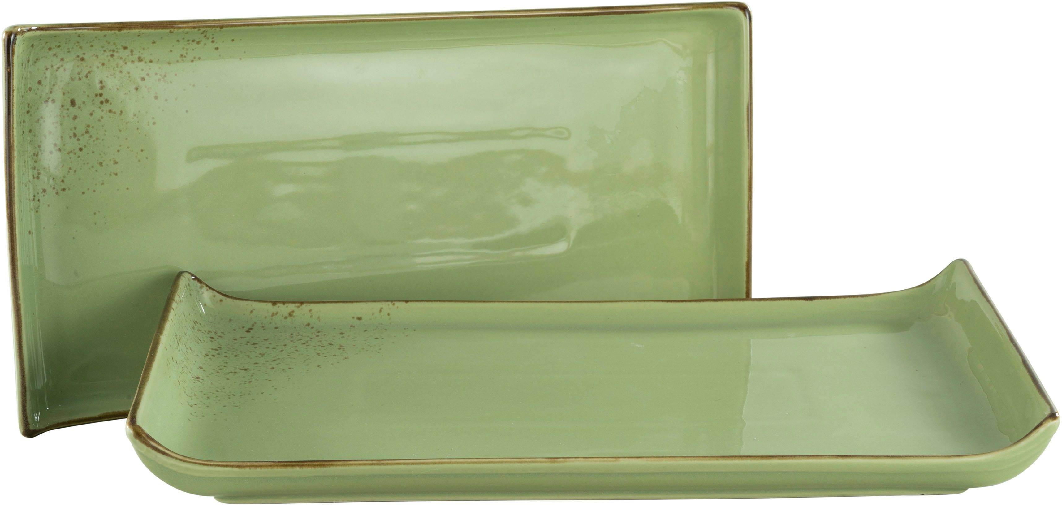 CreaTable Servierplatte Nature Collection, Steinzeug, (Set, 2-tlg), Servier Set, 33x16,5 cm