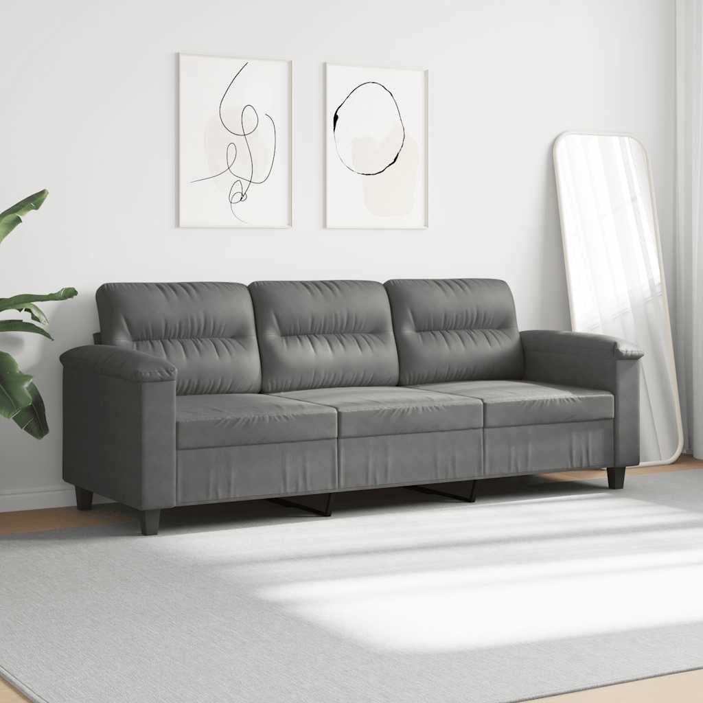 vidaXL Sofa 3-Sitzer-Sofa Dunkelgrau 180 cm Mikrofasergewebe, 1 Teile