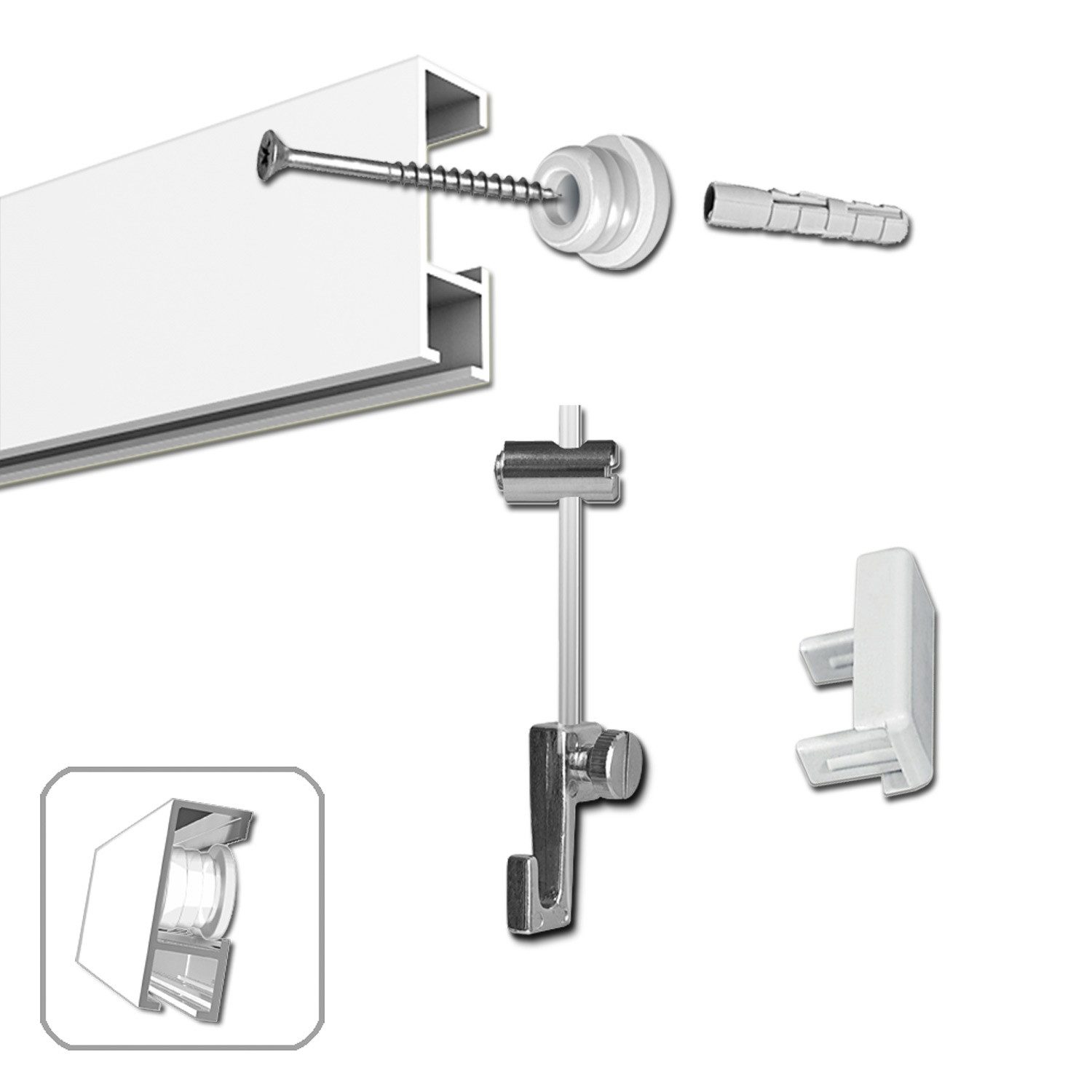 Bilderrahmen Neumann Bilderschienenset Bilderschienen Set 8 m mit Gleiter, günstig online kaufen