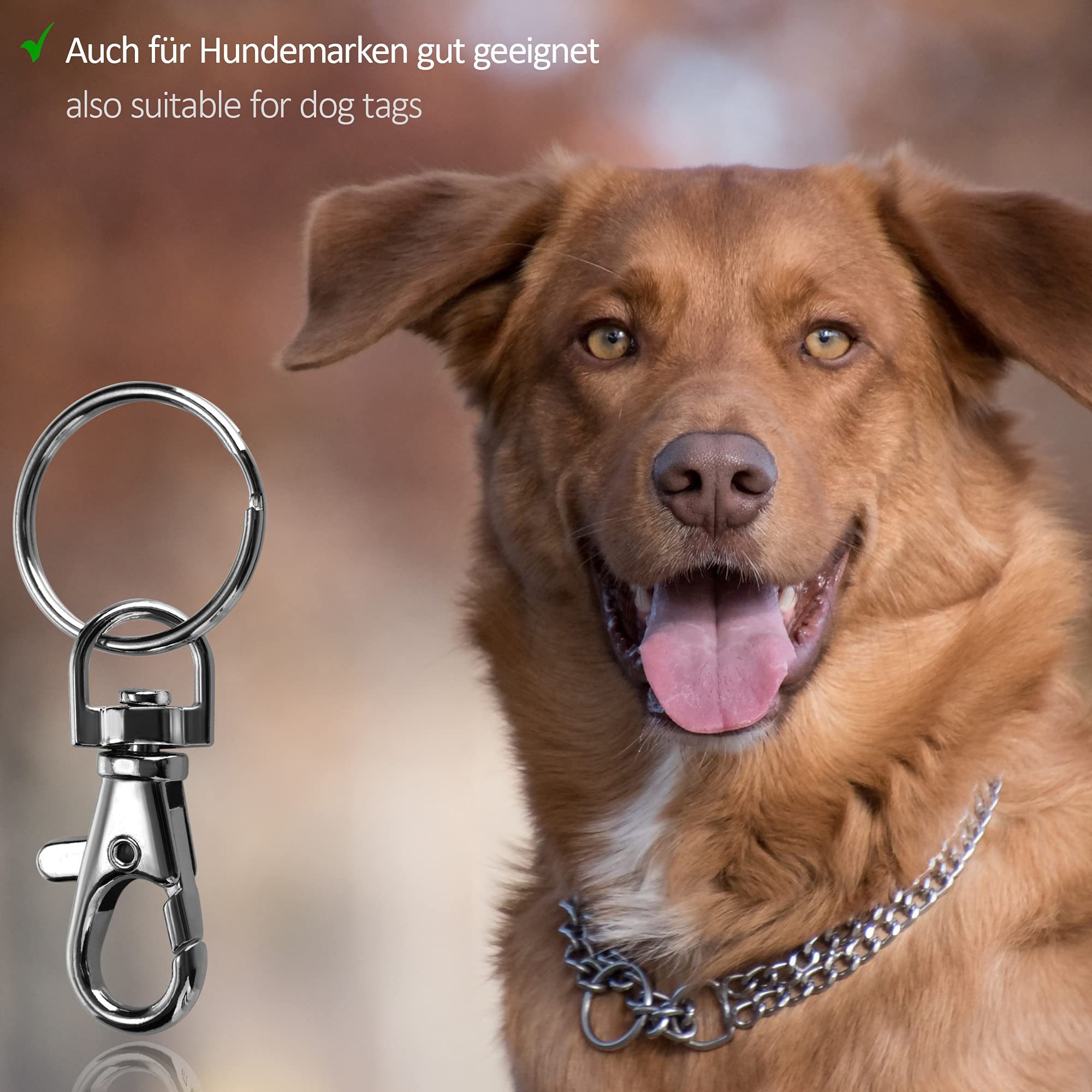 com-four Karabiner Karabinerhaken mit Schlüsselring, (20 St), Karabiner mit Drehgelenk für Schlüsselanhänger - 55 mm – Bild 3 von 5