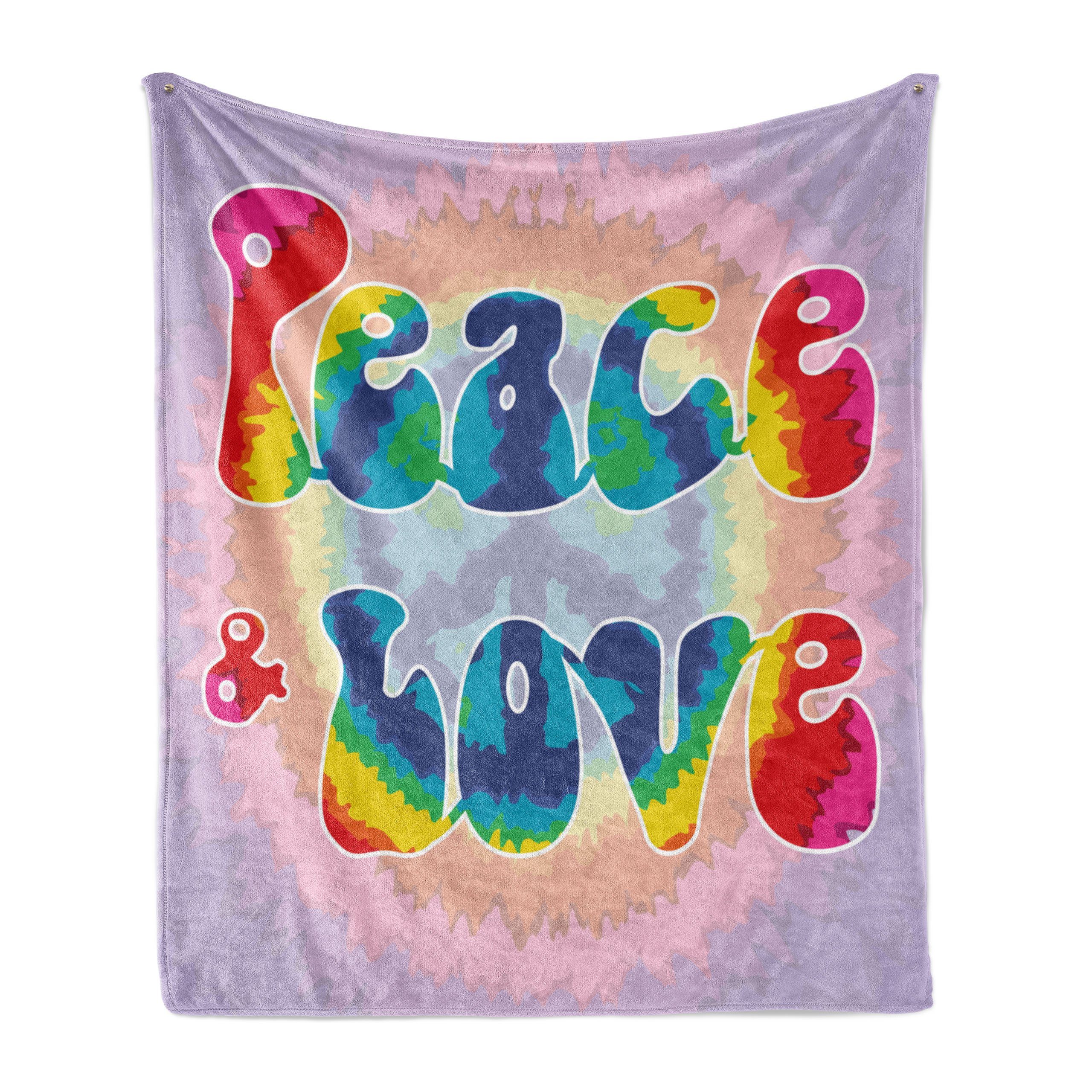 Wohndecke Gemütlicher Plüsch für den Innen- und Außenbereich, Abakuhaus, Hippie Peace Love Tie Dye-Effekt
