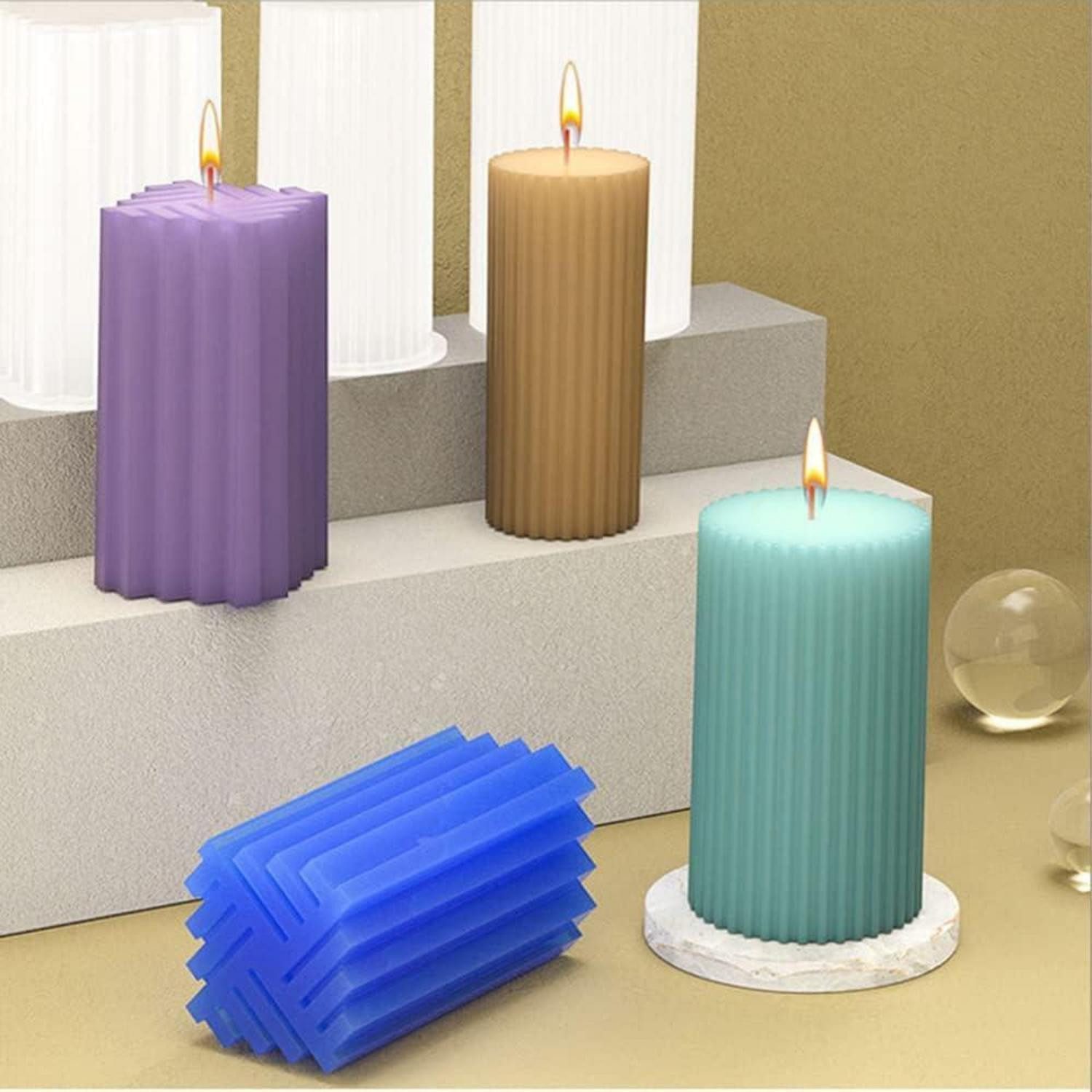 LuxusKollektion Silikonform 6Pcs Silikon DIY Kerzenform Kit 3D Gießformen & Kerzendocht Set, (1-tlg) – Bild 5 von 5