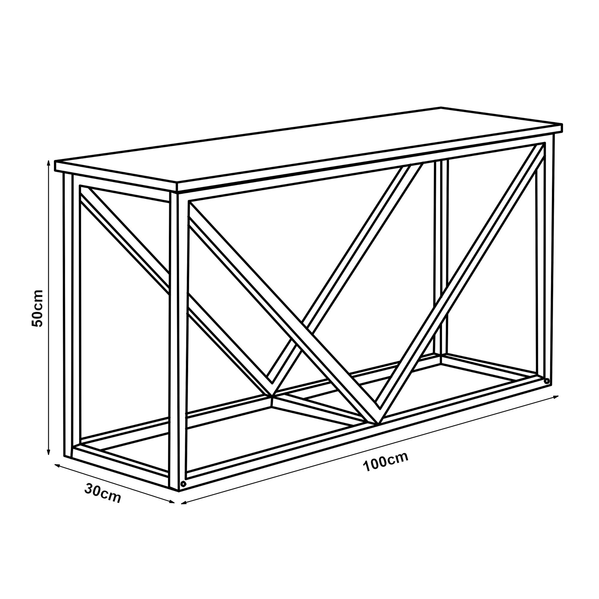 BxTxH:100x30x50 cm, mit Innen aus en.casa »Vaasa« Stahl Sitzfläche für Kaminholzregal,