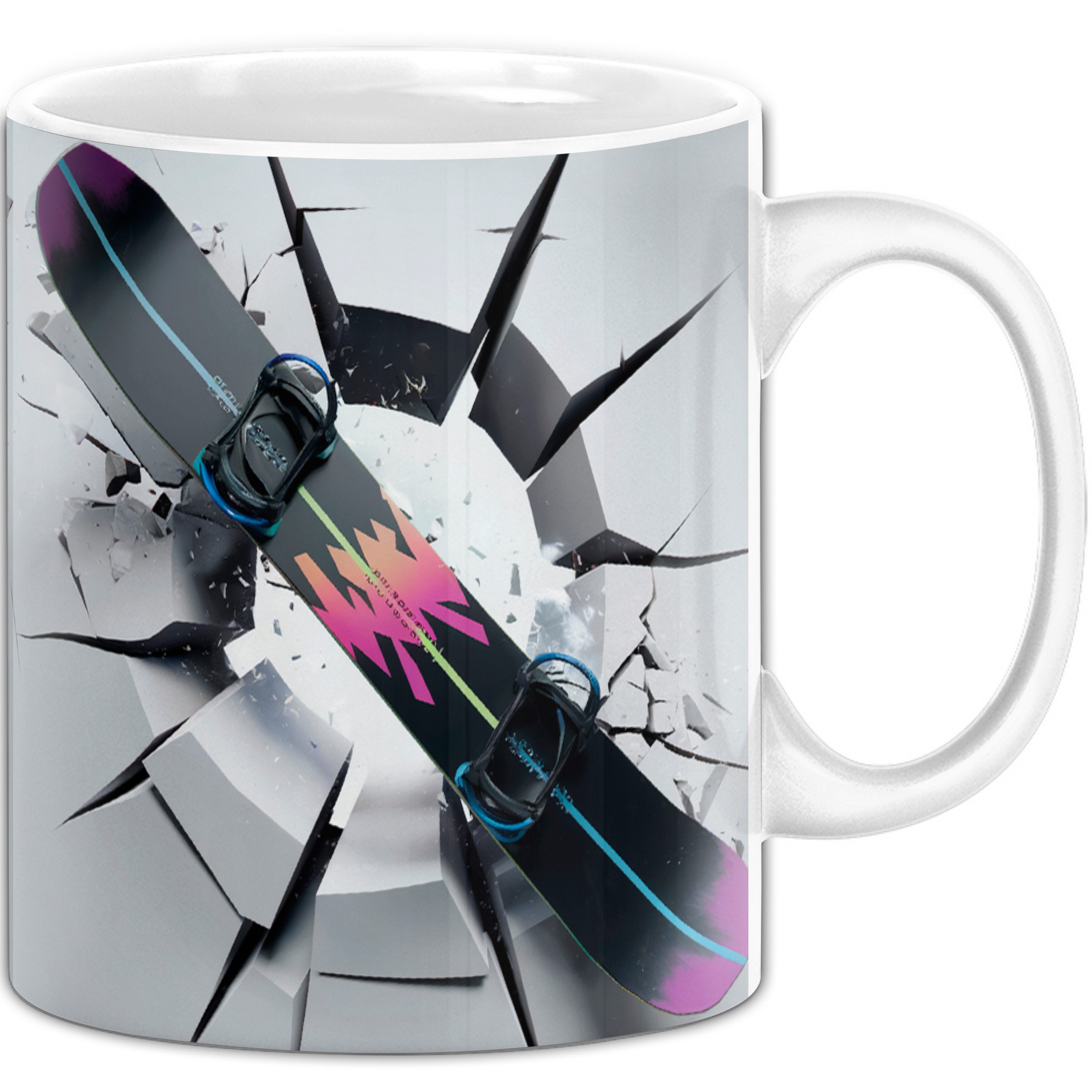 Trendation Tasse 3D Snowboard Tasse Geschenk Snowboard Durchbruch Wand Grafik Geschen