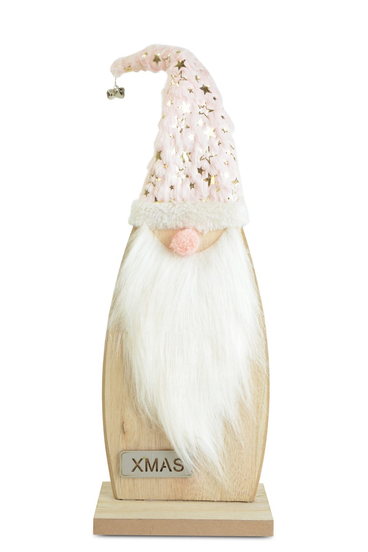 RIFFELMACHER & WEINBERGER Christbaumschmuck Weihnachtsmann Figur, Holz Rosa mit Stoffmütze
