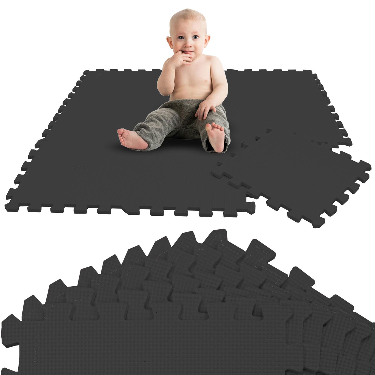 LittleTom Puzzlematte ab dem 1. Tag - 9 Teile Baby Spielmatte - 30 x 30 Kinder Krabbelmatte, Spielunterlage für Babys und Kleinkinder - Kinderzimmer Puzzleteppich