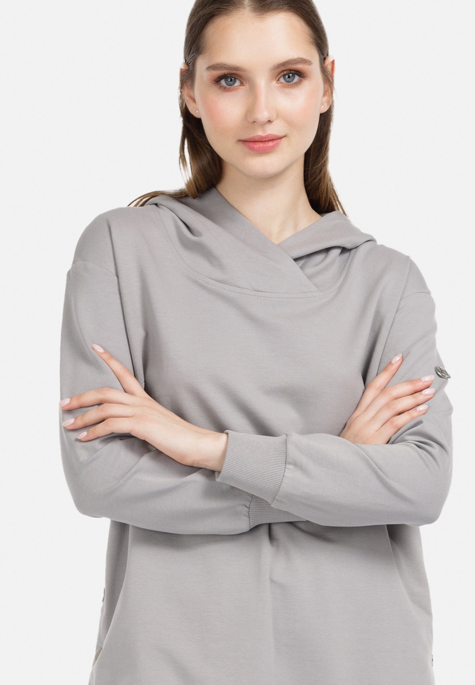 HELMIDGE Kapuzensweatshirt im lockeren Schnitt grau 