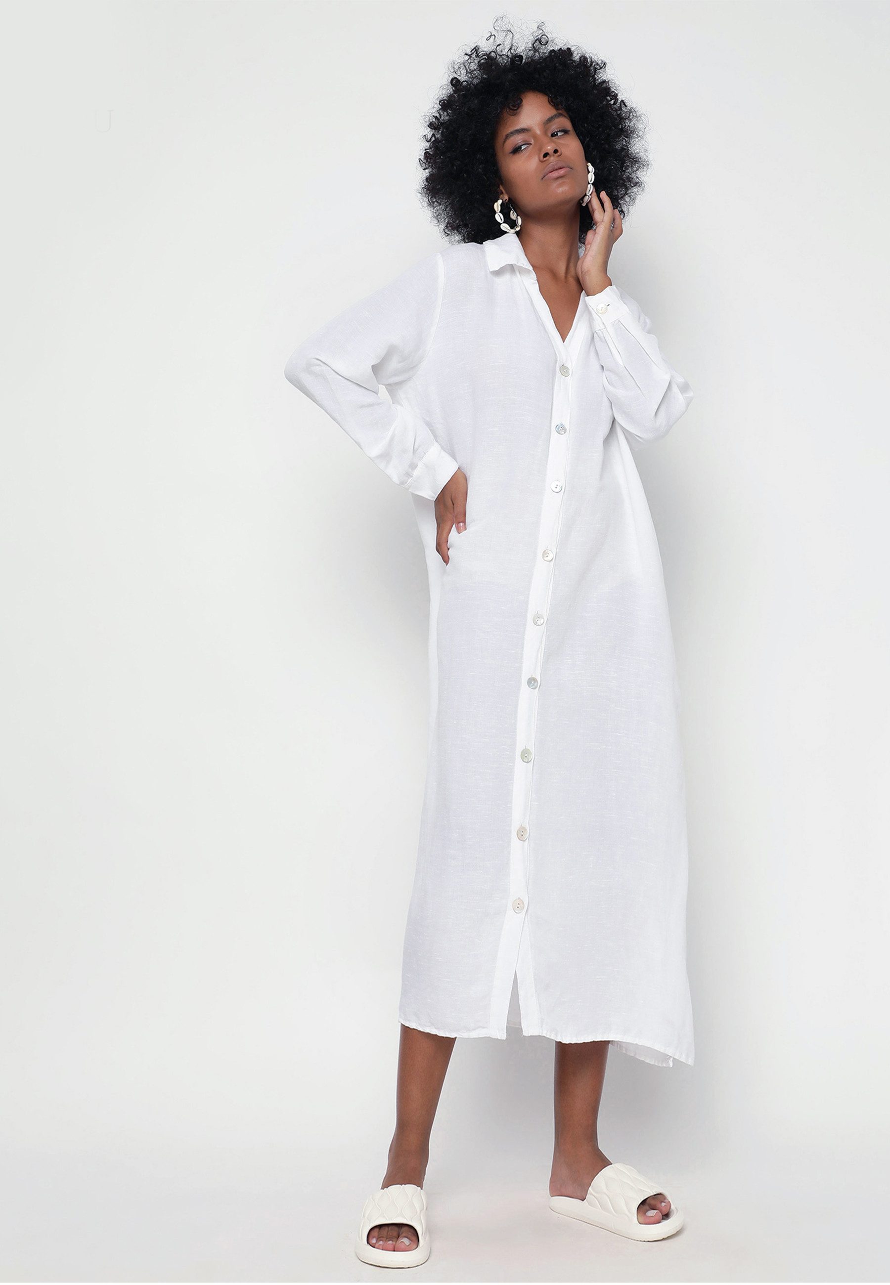 YC Fashion & Style Blusenkleid Blusenkleid aus 100% Leinen ... günstig online kaufen