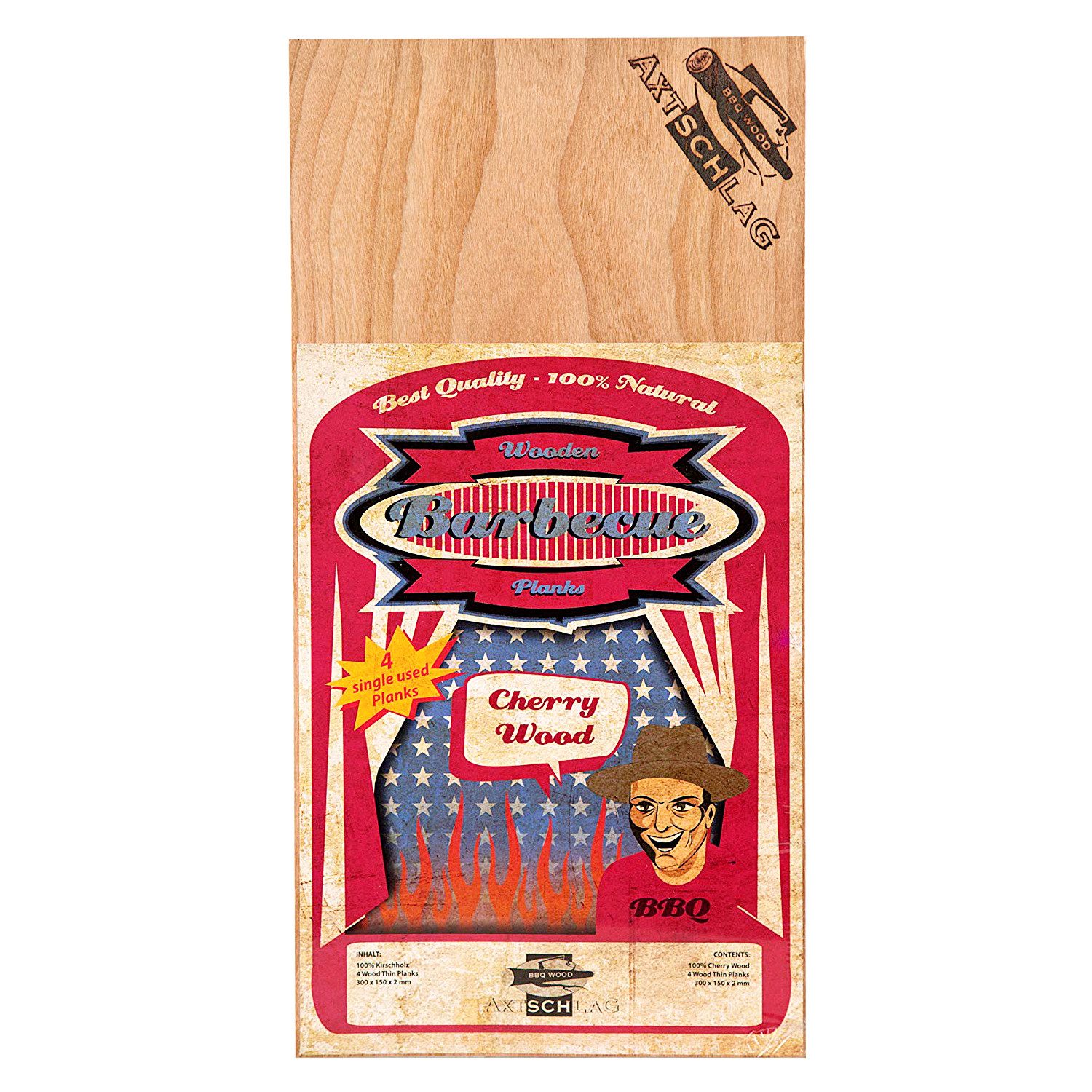 Axtschlag Aromaplanke Axtschlag Single Used Wood Planks Kirsche 4er-Set, Holz