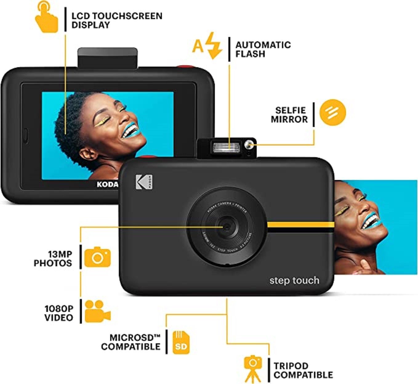 Kodak Step Touch Black Sofortbildkamera Bluetooth) & (13.2 MP, Touchscreen
