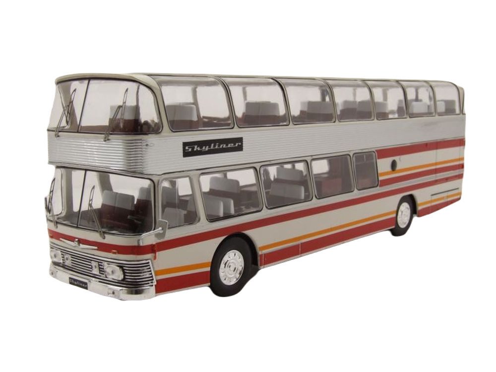 Modellauto Neoplan NH 22L Skyliner Doppeldecker Bus 1983 weiß rot