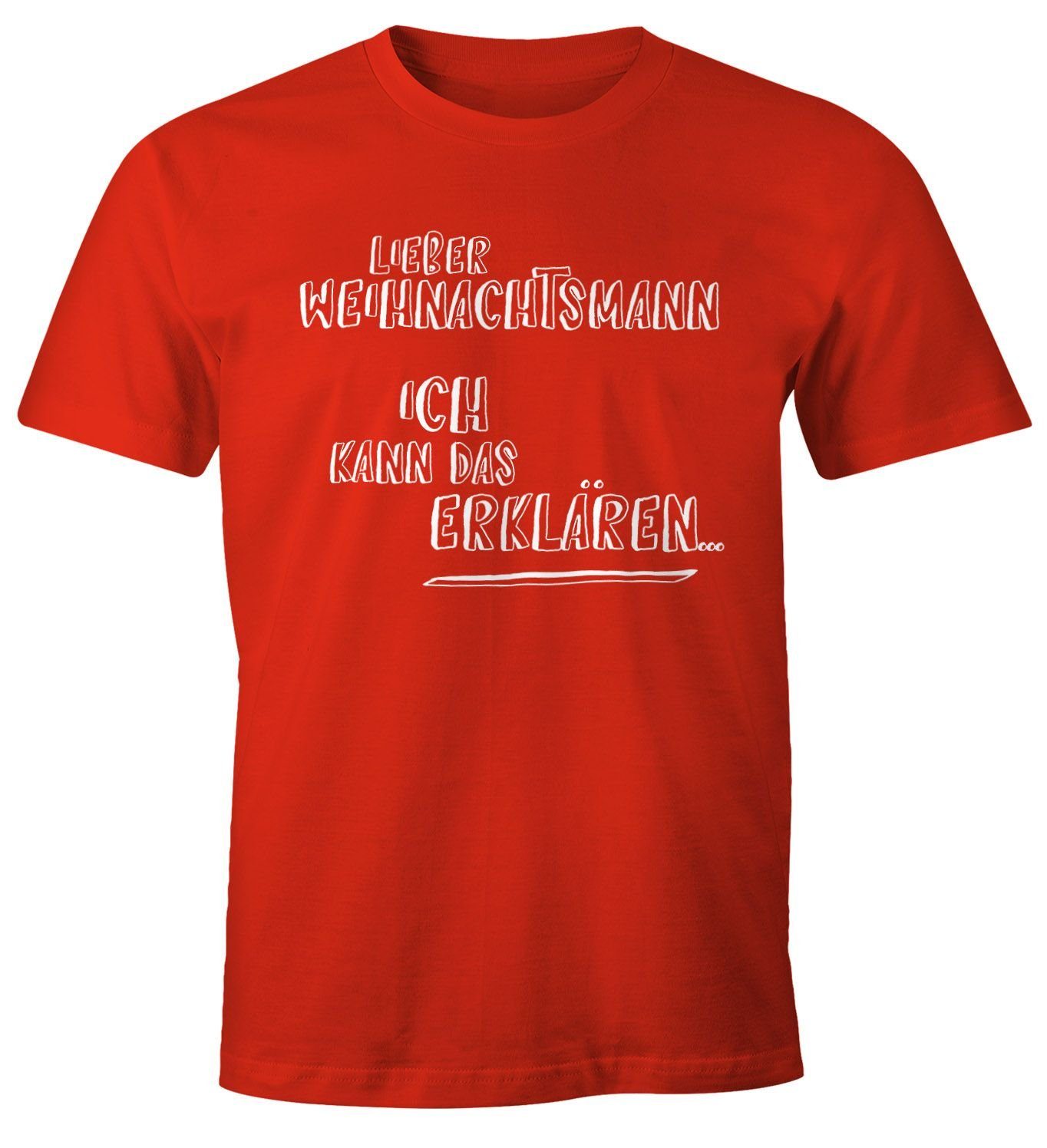 MoonWorks Print-Shirt Herren T-Shirt Weihnachten Lieber Weihnachtsmann Ich kann das erklären lustiges Weihnachtsshirt Moonworks® mit Print rot