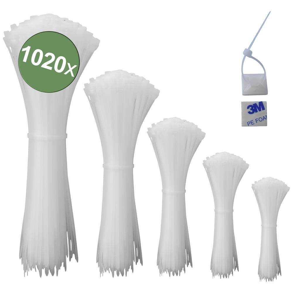 Quadrios Kabelbinder Kabelbinder Set inkl Klebesockeln 30-10 cm 1020 tlg 23CA240 UV-stabilisiert