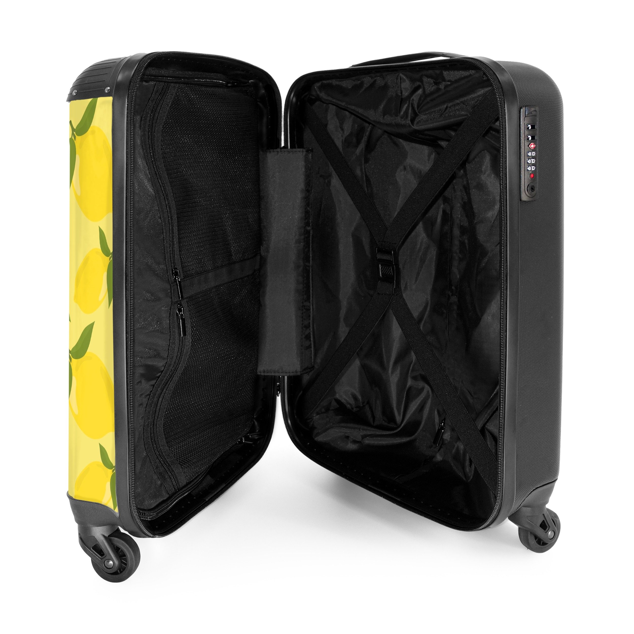 NoBoringSuitcases.com© Hartschalen-Trolley Pastellgelb mit Zitronen 55x35x20cm, Handgepäck Koffer & Trolleys, Luggage, Reisekoffer Frauen – Bild 4 von 5