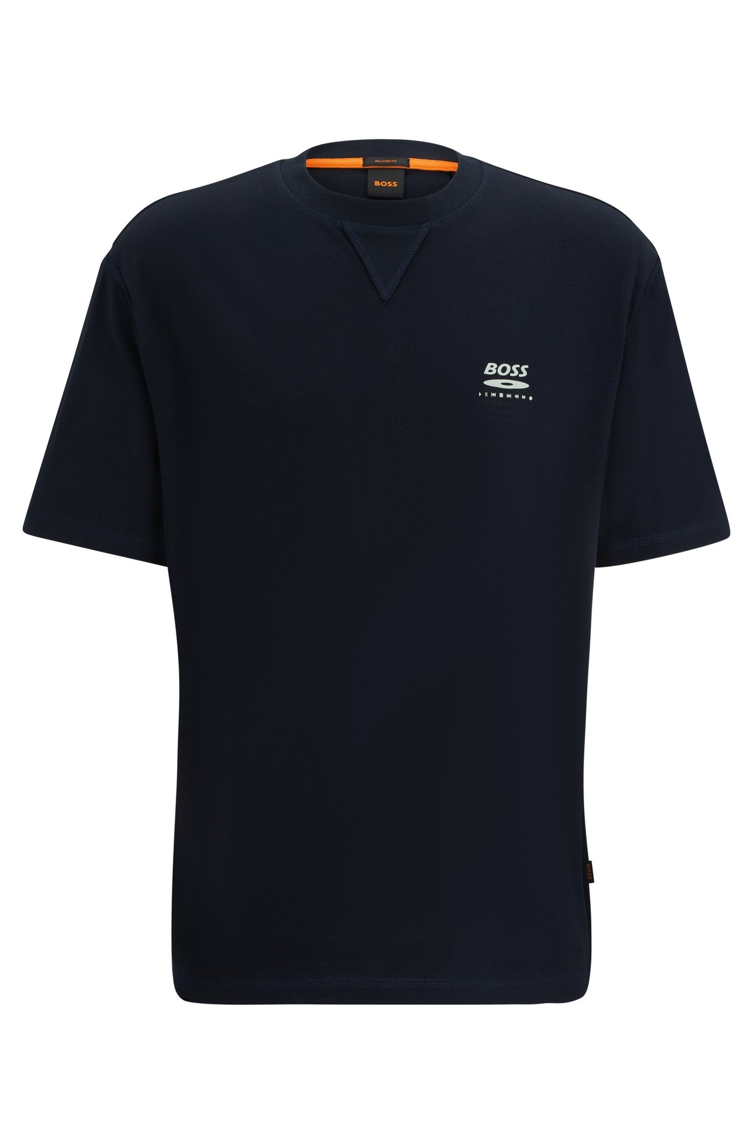 TeeMusicY2K BOSS modischem mit Dark Druck 404 ORANGE Blue Kurzarmshirt