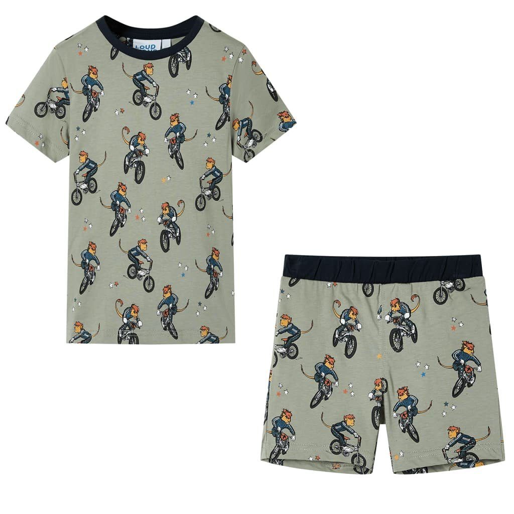 Pyjama Kinderpyjama mit Kurzen Ärmeln Hellkhaki 92