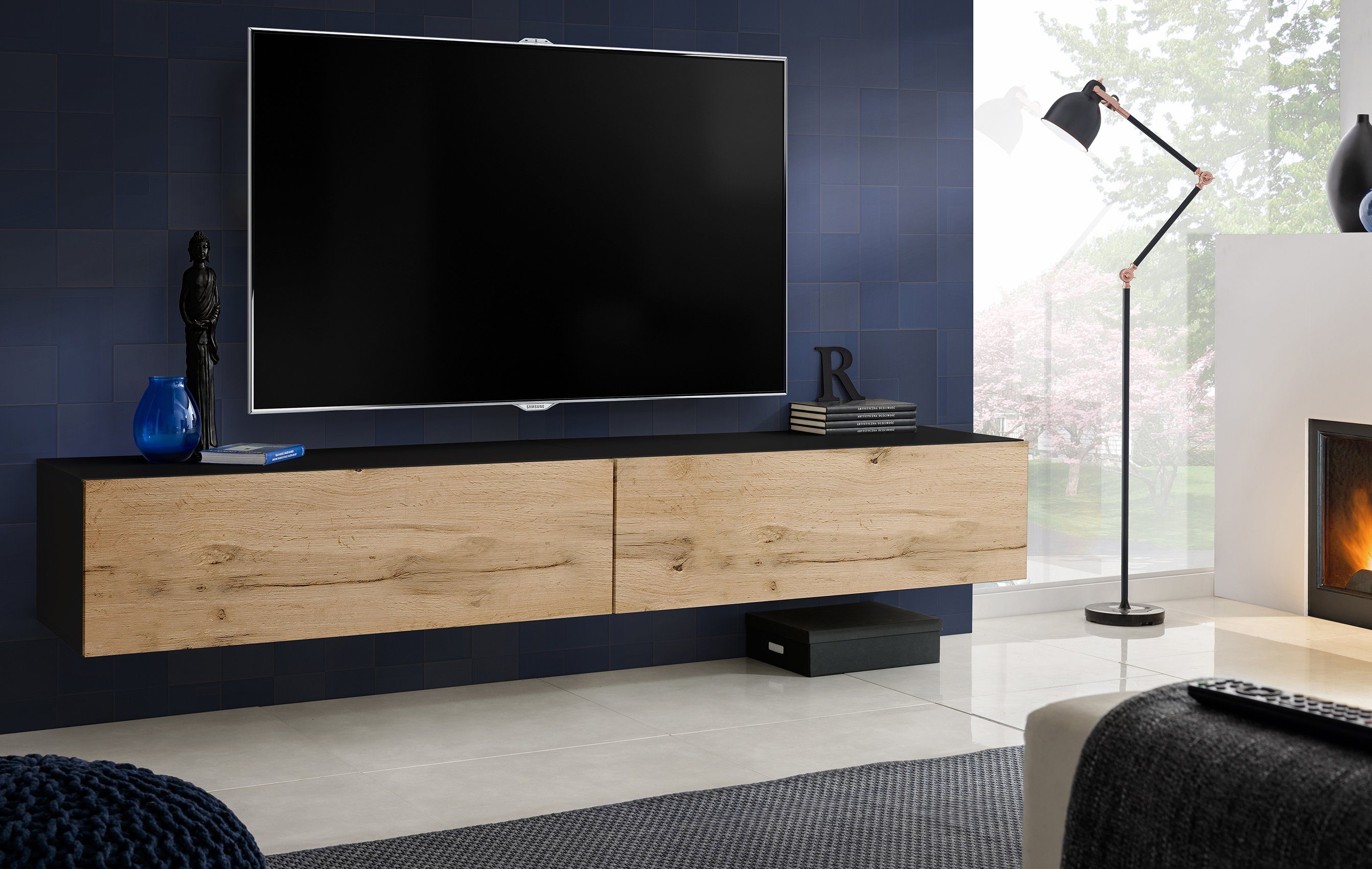 99rooms Lowboard Teka XX (TV-Kommode, TV-Schrank, Fernsehschrank), 2xLowboard, mit 4 Fächer, mit Push-to-Open, Modern Design, aus Holzwerkstoff, viel Stauraum, für Wohnzimmer, variabel hängbar