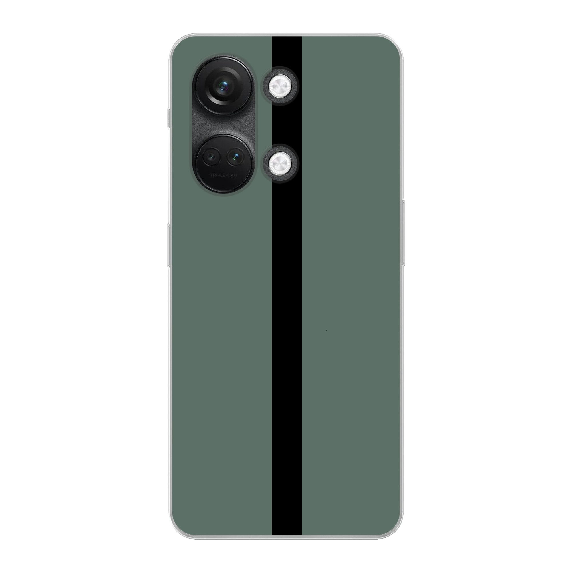 MuchoWow Handyhülle für OnePlus Nord 3 Grün - Schwarz - Gestreift - Minimalistisch, Phone Case, Silikon, Schutzhülle Dünn