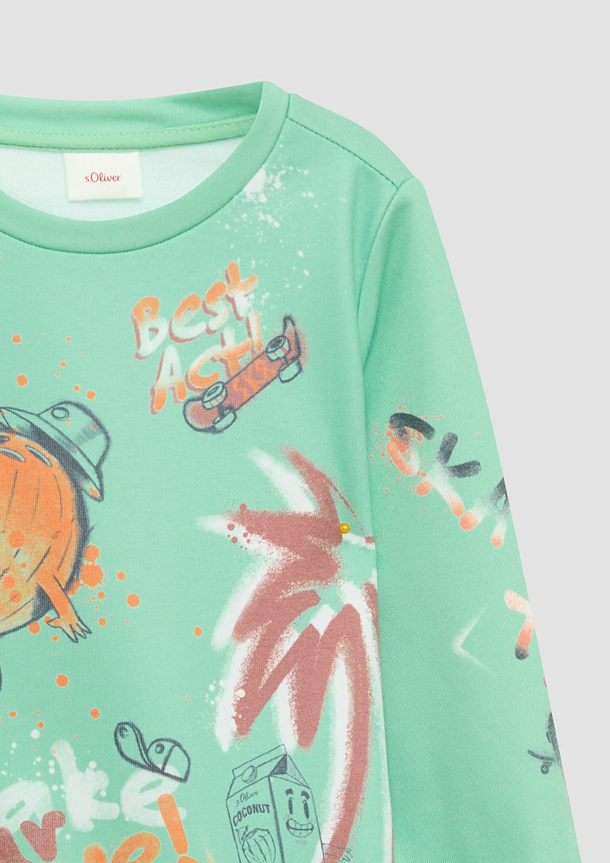 s.Oliver Sweatshirt Sweatshirt Weiches Sweatshirt mit All-over-Print
