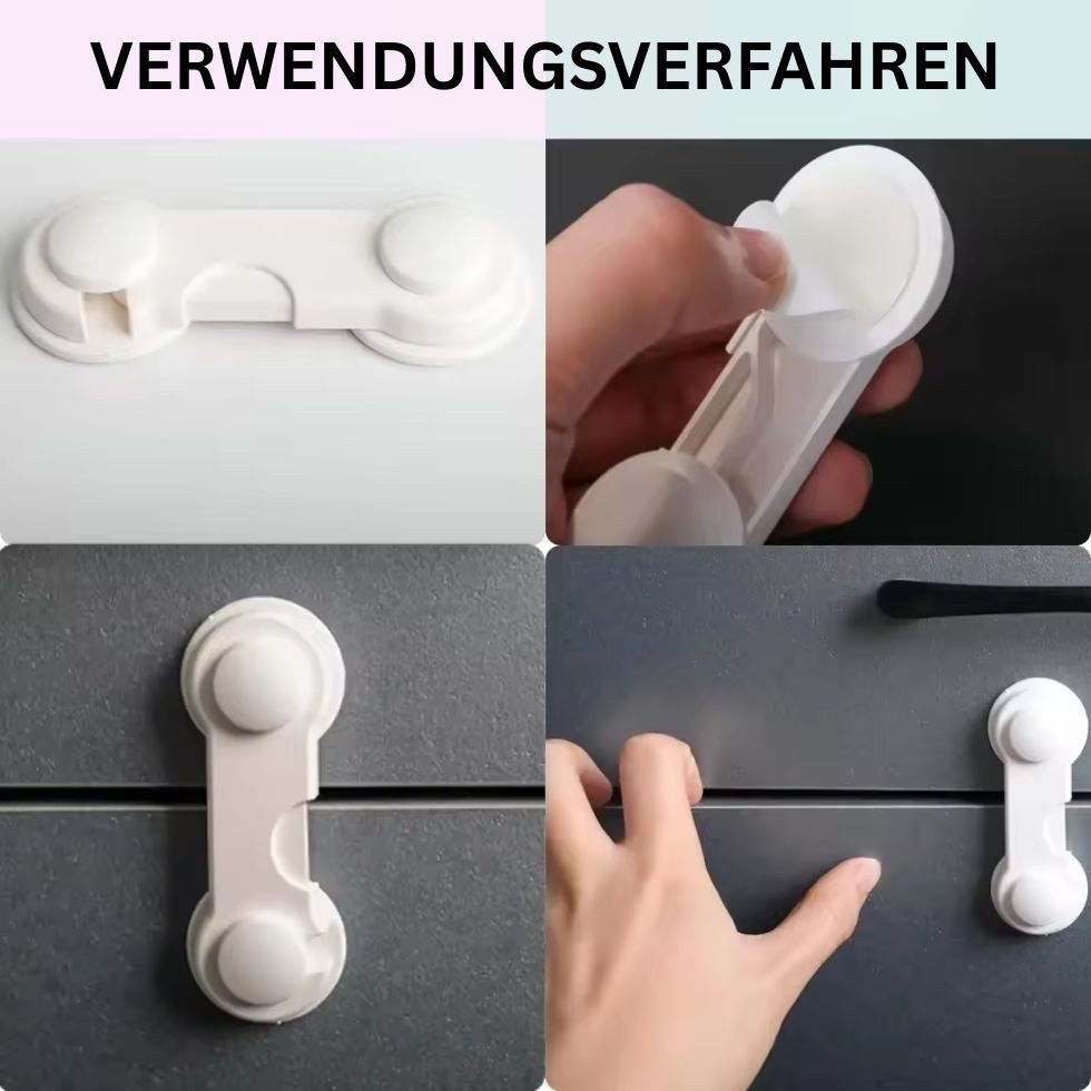 Montegoni Kindersicherung 10er Baby Schrankschloss Kindersicherung Tür Fenster Schublade, Selbstklebend, ohne Bohren, flexibel einsetzbar, kindersicher