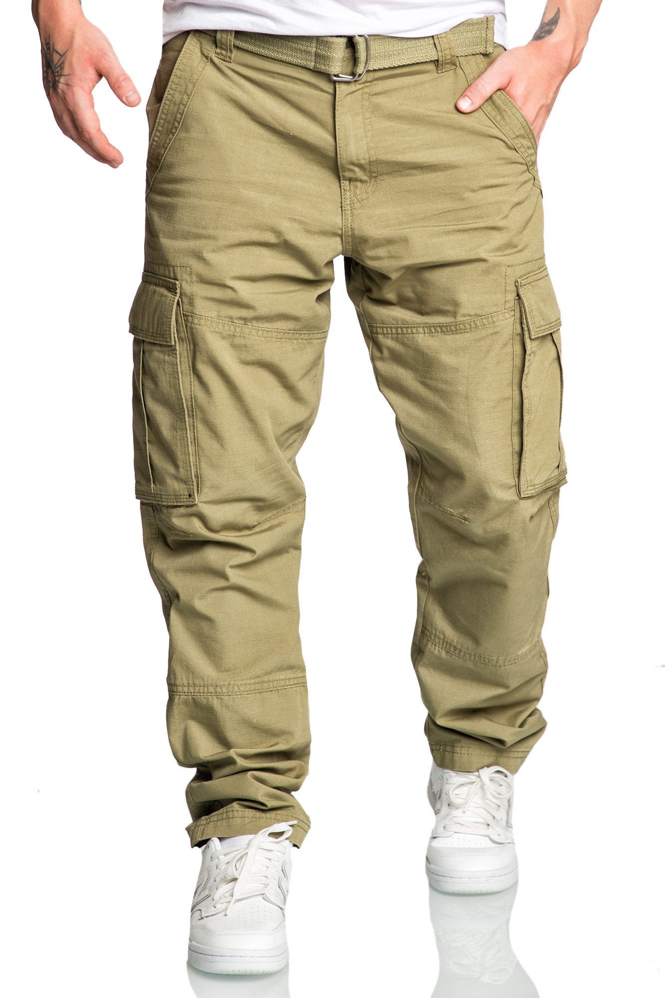 Amaci&Sons Cargohose PASCAGOULA Cargopants Herren Loosefit Jogger Cargo Chino Hose inkl. Gürtel