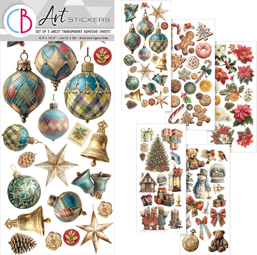 Ciao Bella Aufkleber Art Stickers Merry & Bright, 12 x 26 cm, 5 Blatt