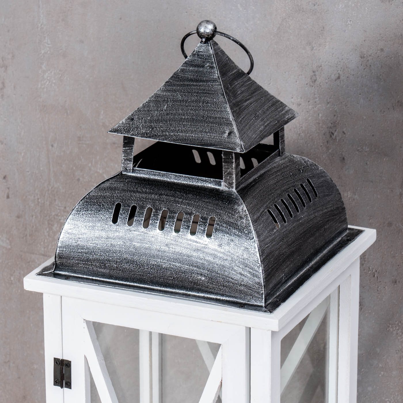 Levandeo® Kerzenlaterne, 2tlg. Laternen Set Holz weiß Metall Glas Shabby Chic 42cm & 60cm