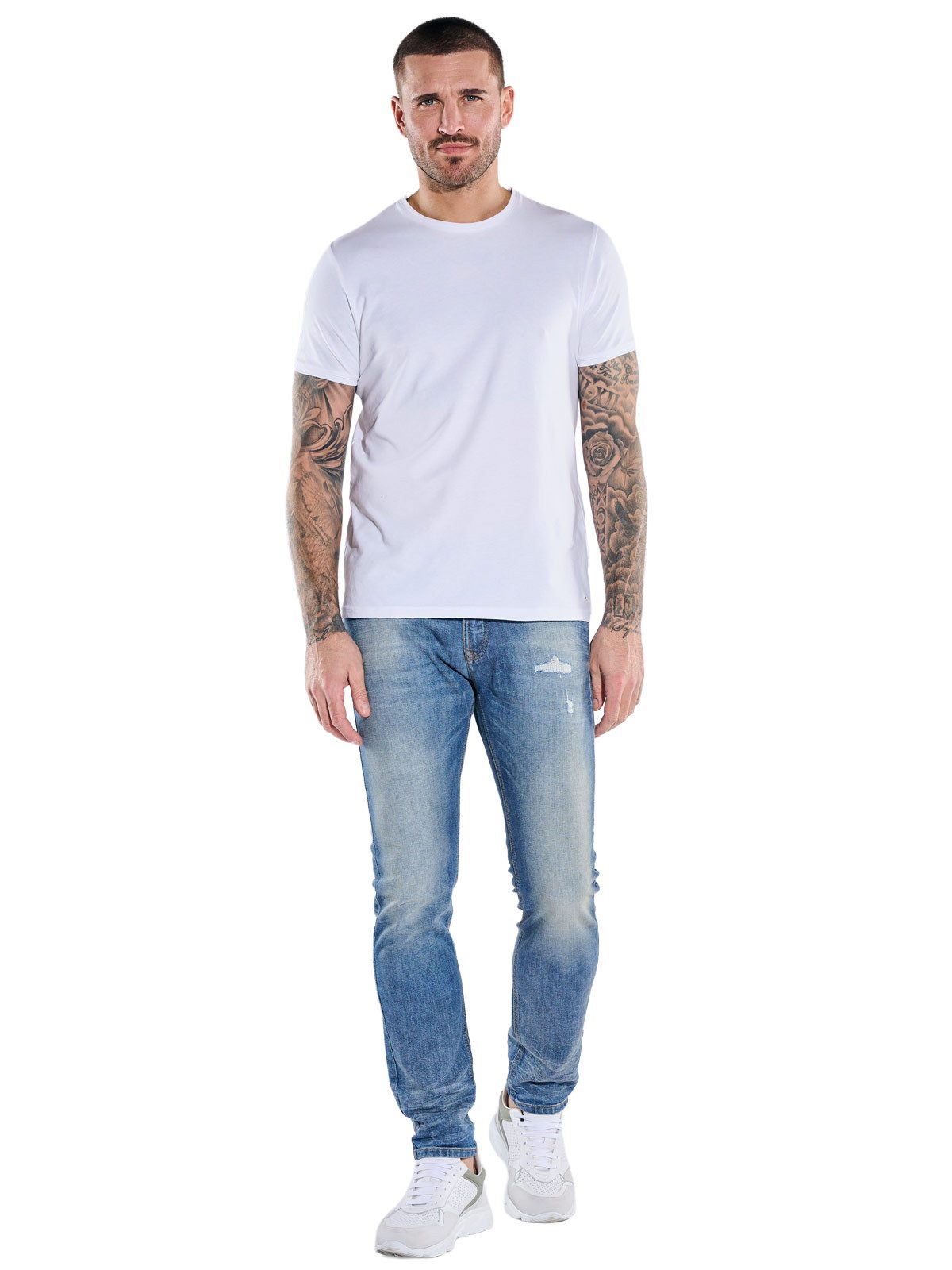 emilio adani Stretch-Jeans Herren Jeans mit Wascheffekt, Marineblau